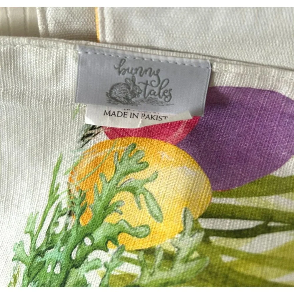 Bunny Tales Table Runner Easter Tulips Table Spring Cotton Rabbit Carrot 80x16